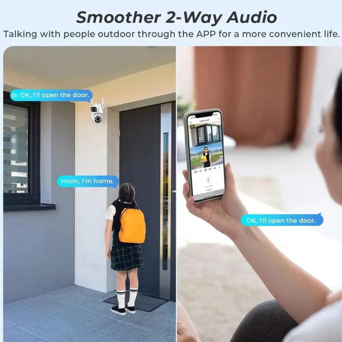 Cameră Supraveghere Exterior WiFi 2MP Dual Lens, Full Color, IP66, Alertă Mișcare, Audio 2-Way, PTZ, App Control