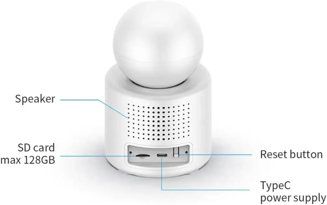 Cameră supraveghere Wi-Fi Smart cu Apel Video, Ecran 2.8", Audio Bidirecțional, Detecție Mișcare și Viziune Nocturnă – Monitorizare 360° pentru Copii și Seniori