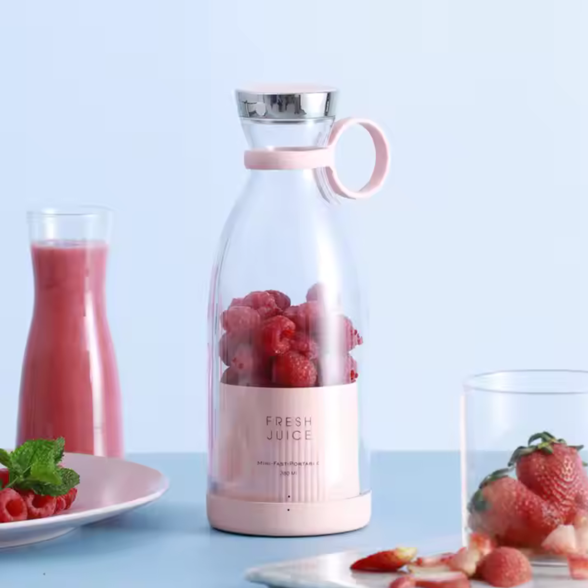 Blender Portabil, 420 ml – Mini Blender USB Reîncărcabil, pentru Smoothie, Fructe și Suc Natural