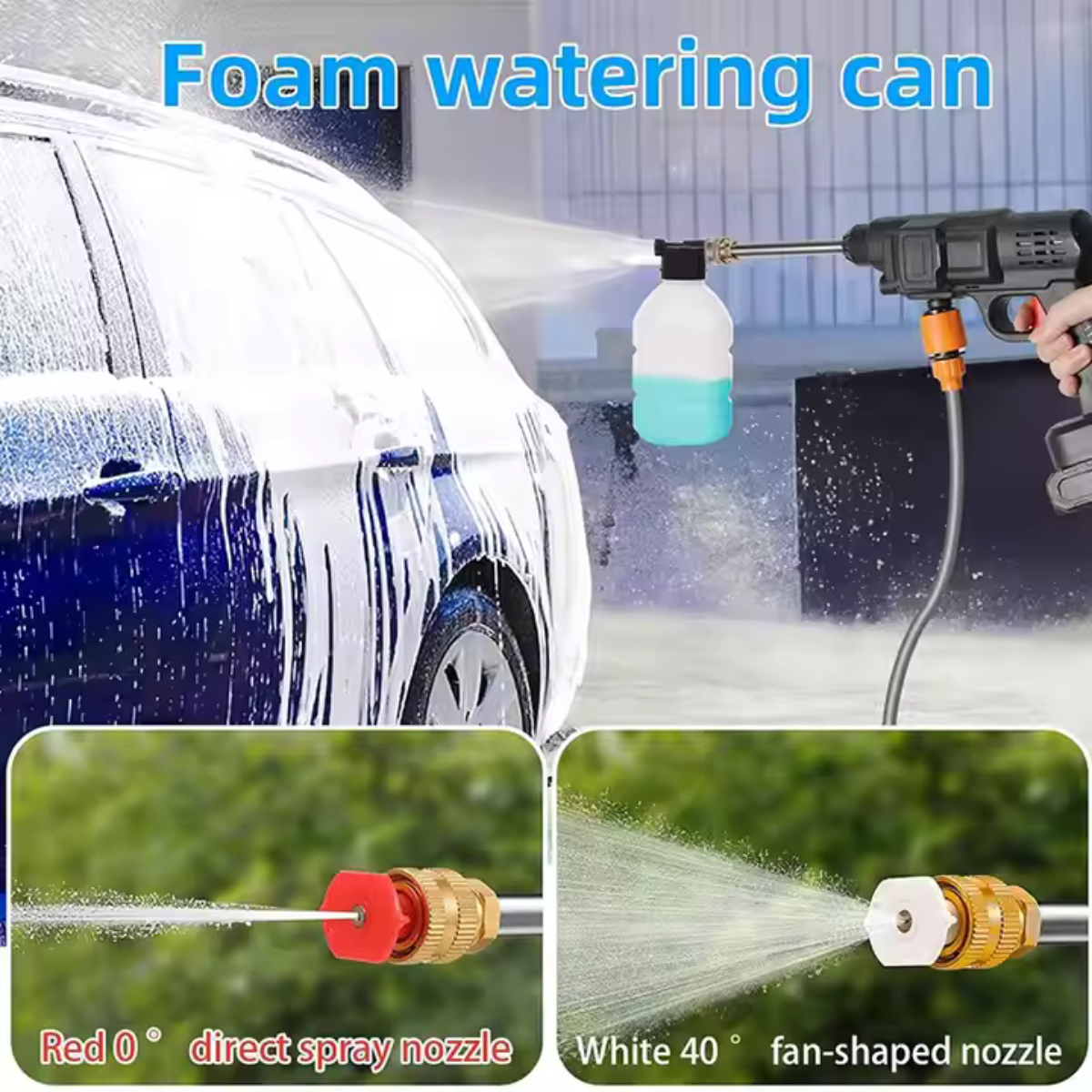Aparat de Spălat cu Presiune 30 bar, cu 2 Acumulatori, 500W – Furtun 5m, Kit Complet Portabil