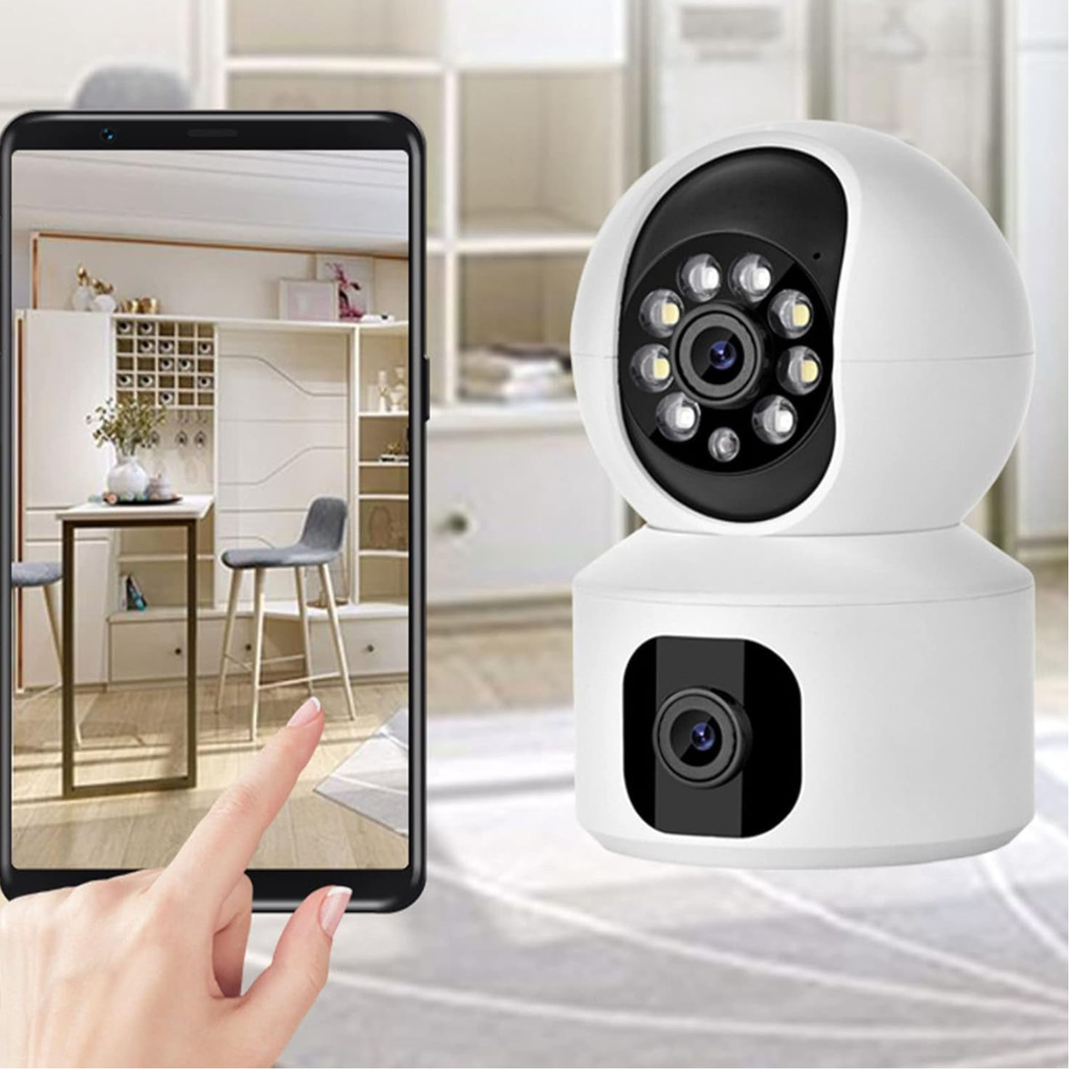 Cameră Supraveghere WiFi V380 cu Auto Tracking, Viziune Nocturnă Color, Audio Bidirecțional, 360° Panoramă – Aplicație Mobilă