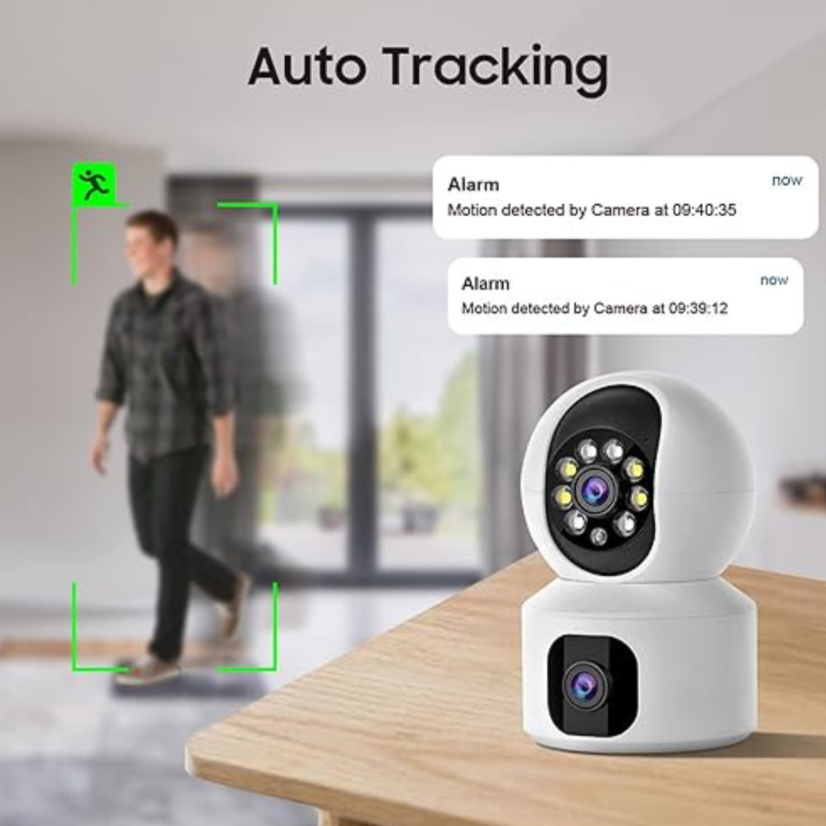 Cameră Supraveghere WiFi V380 cu Auto Tracking, Viziune Nocturnă Color, Audio Bidirecțional, 360° Panoramă – Aplicație Mobilă