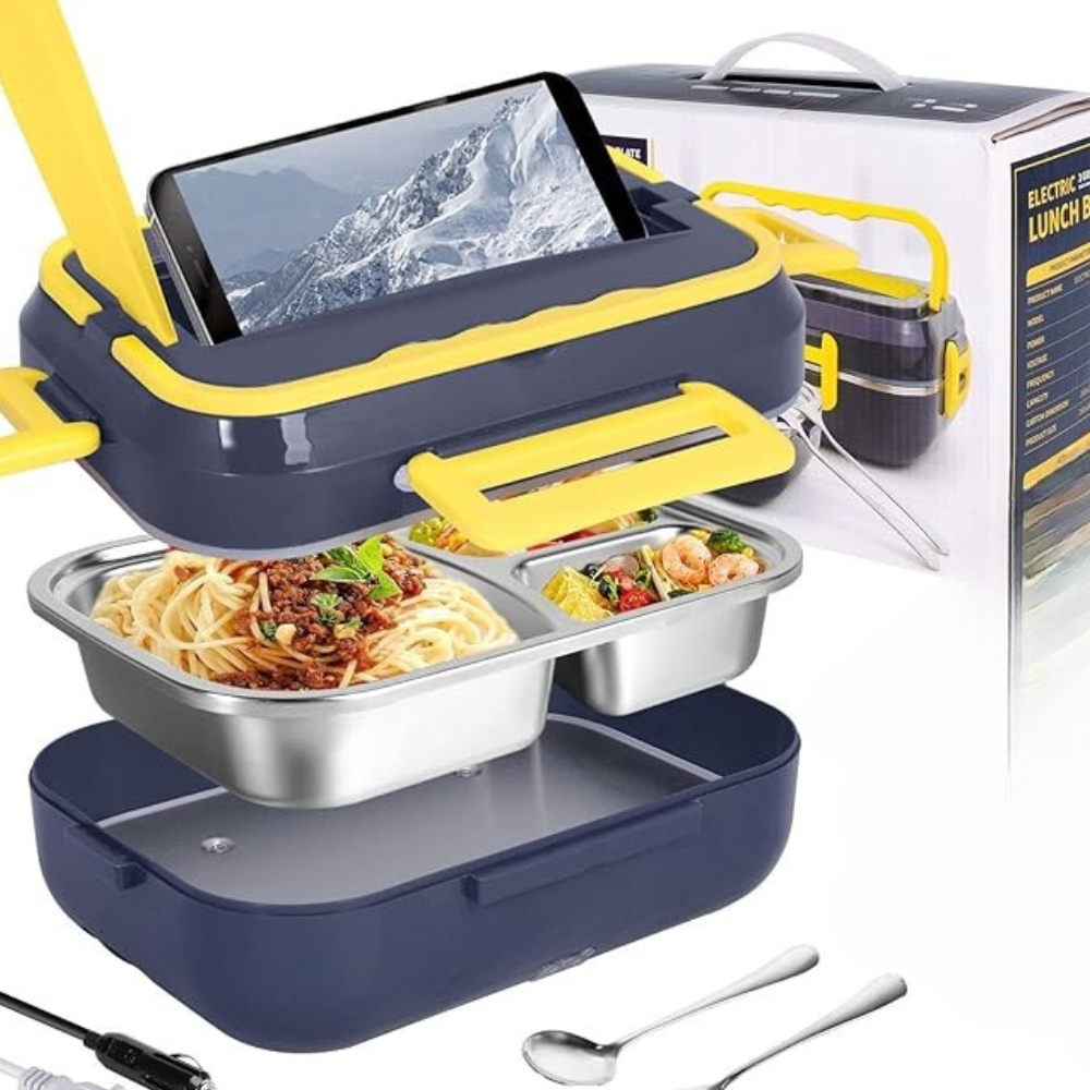 Caserolă Electrică Încălzire Mâncare, 1.5, Portabilă, Inox, Anti-Scurgeri – Ideală pentru Auto, Birou, Calatorie