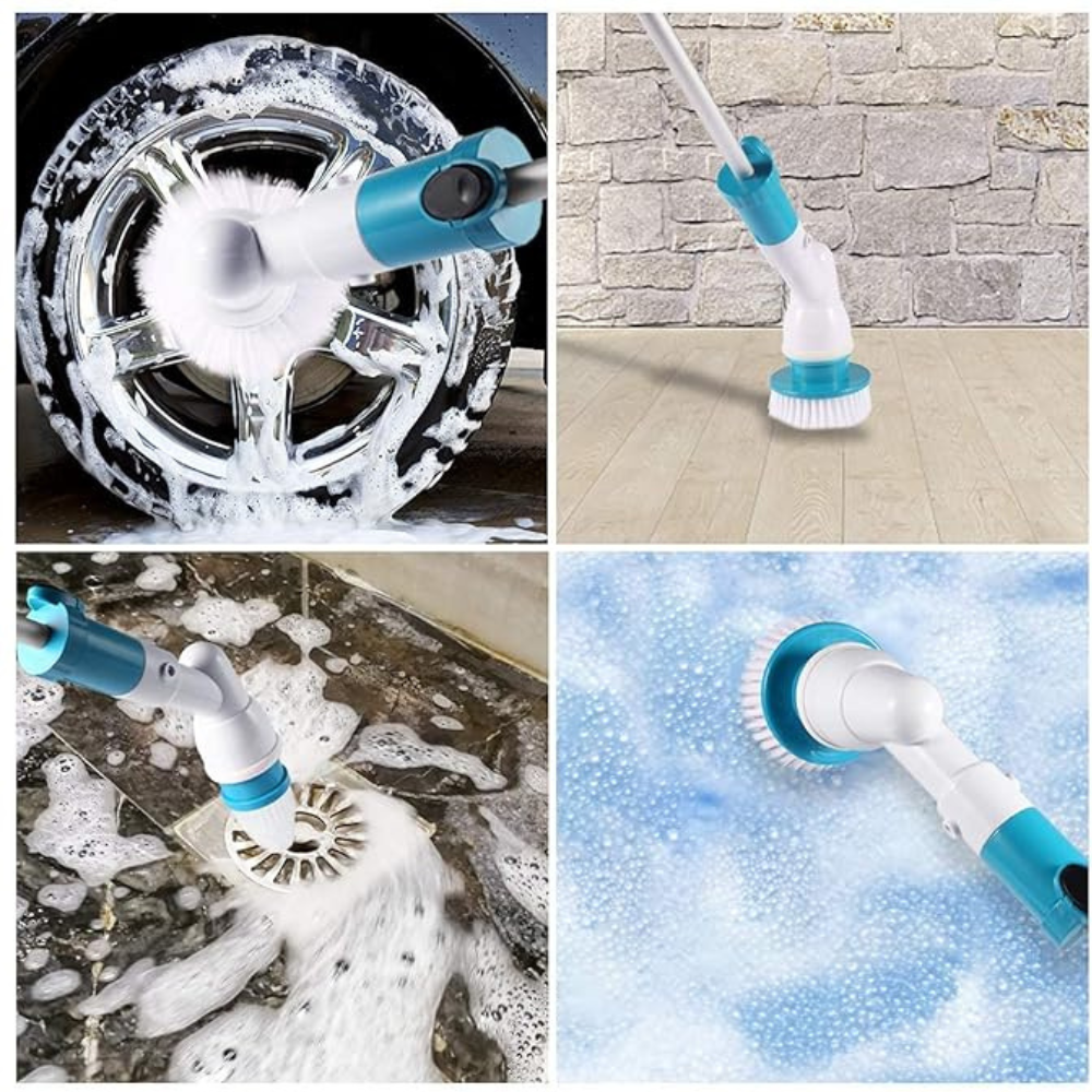 Perie Electrică Rotativă pentru Curățenie – Spin Scrubber cu 3 Capete, Extensibilă până la 105 cm, Baterie Reîncărcabilă – Ideală pentru Baie, Rosturi, Gresie, Cadă, Jante Auto