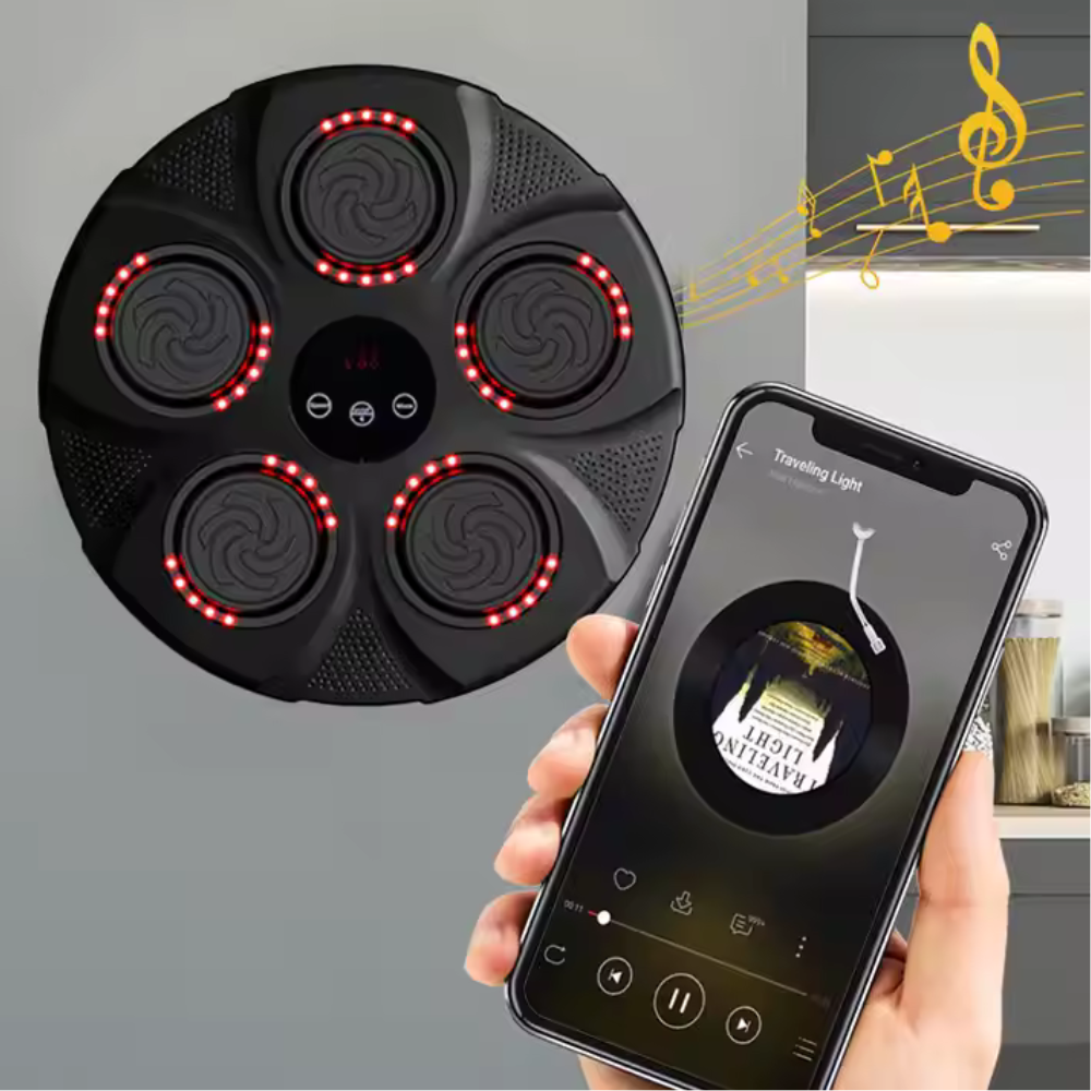 Țintă de Box Interactivă LED – Aplicație Bluetooth, Muzică, USB, 5 Zone Reactive, Adulti si Copii