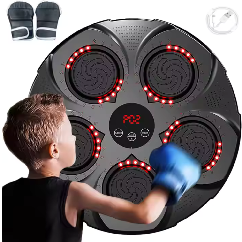 Țintă de Box Interactivă LED – Aplicație Bluetooth, Muzică, USB, 5 Zone Reactive, Adulti si Copii