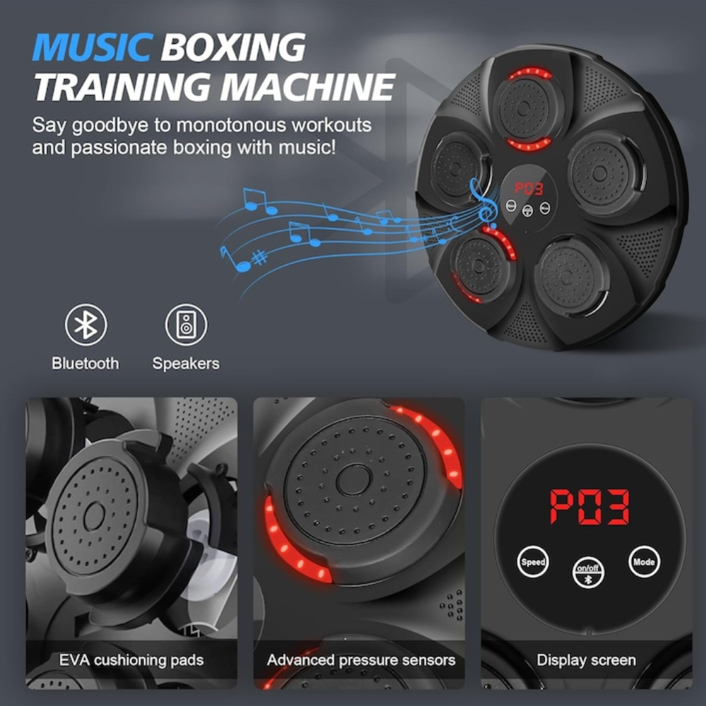 Țintă de Box Interactivă LED – Aplicație Bluetooth, Muzică, USB, 5 Zone Reactive, Adulti si Copii
