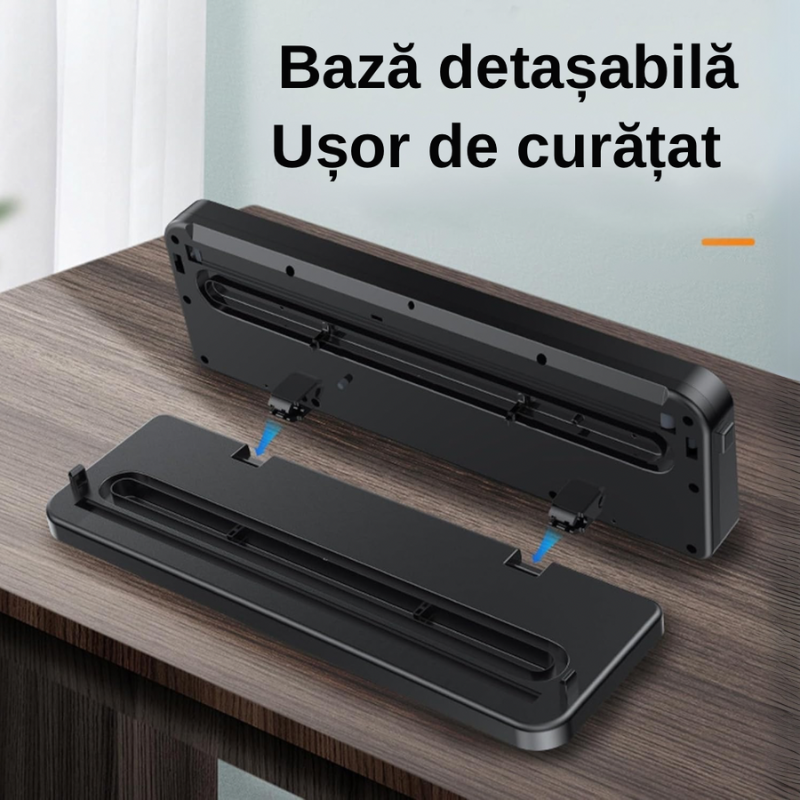 Aparat de vidat si sigilat alimente Vacuum Sealer, 120 W, ecran tactil, sterilizare UV, 30 cm, Gri