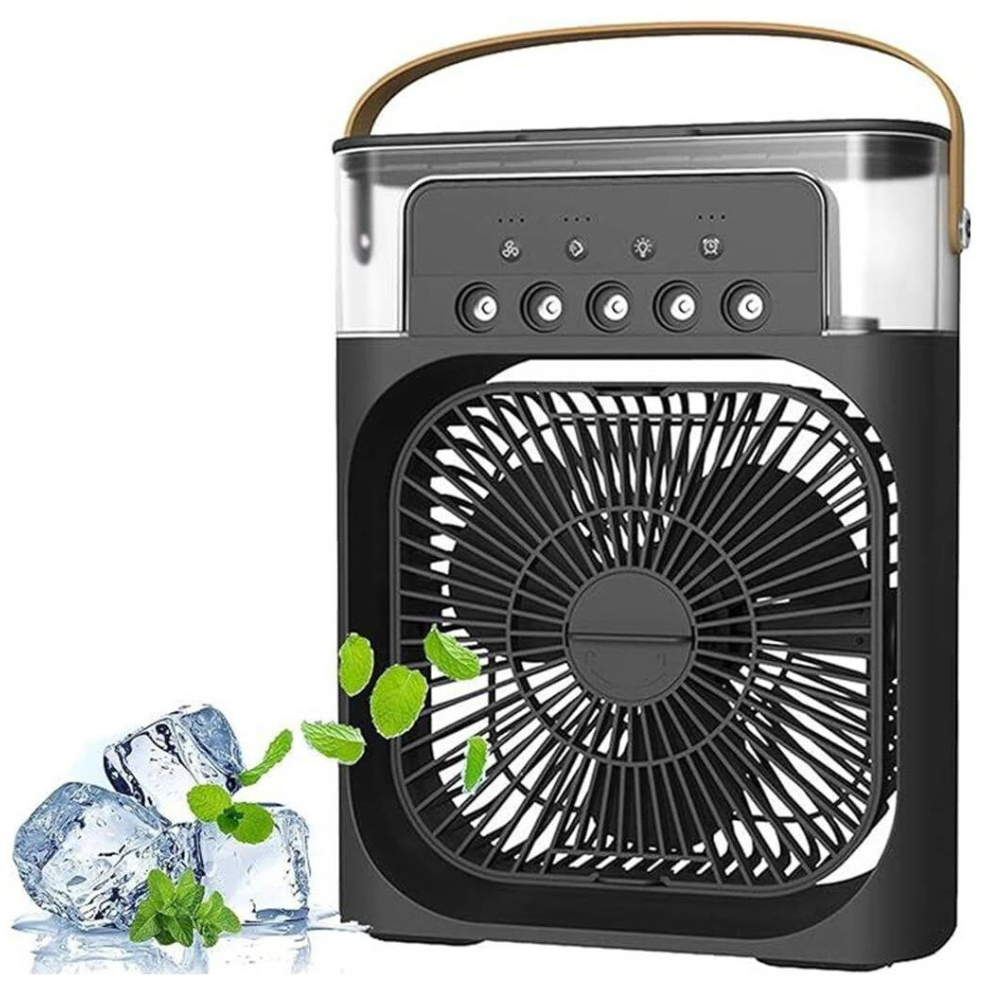 Ventilator cu pulverizare – Umidificator 600 ml, Răcire Rapidă și Aromaterapie, Negru