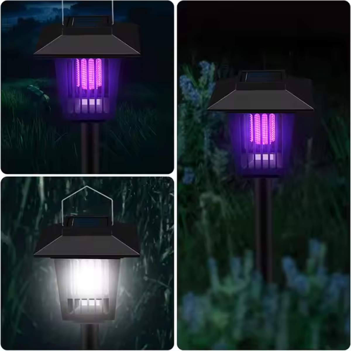 Lampa solară 2 în 1 cu LED UV – Anti-insecte și Iluminare decorativă pentru grădină si terasă