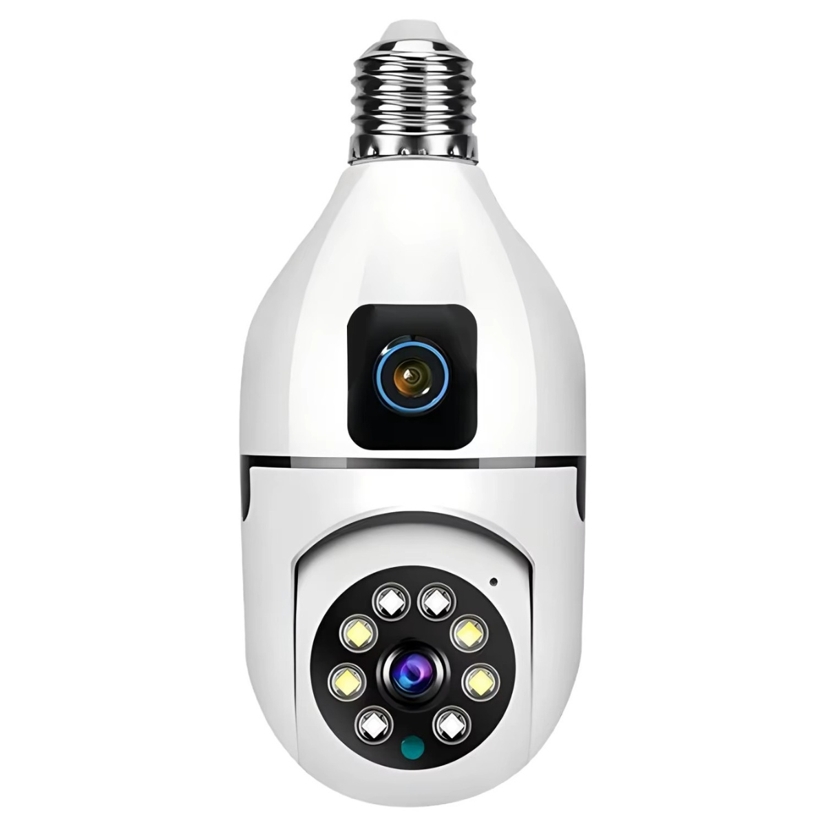 Cameră Supraveghere Bec WiFi 360° cu Două Lentile, Viziune Nocturnă Color, Audio Bidirecțional – Compatibilă Android/iOS/Windows