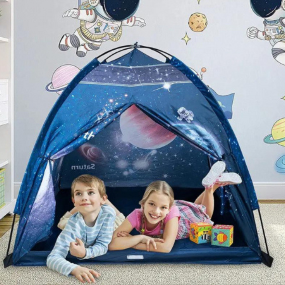 Cort de Joacă Copii – Model Spațial cu Planete și Galaxii, 125x125x110 cm