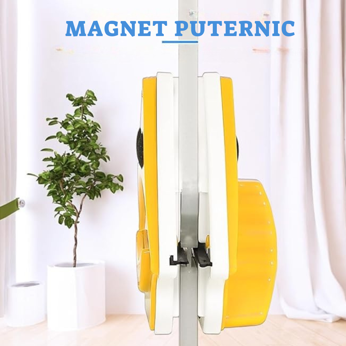 Ștergător Magnetic Geam cu Racletă – Curăță Simultan Ambele Părți ale Geamului, Magnet Puternic