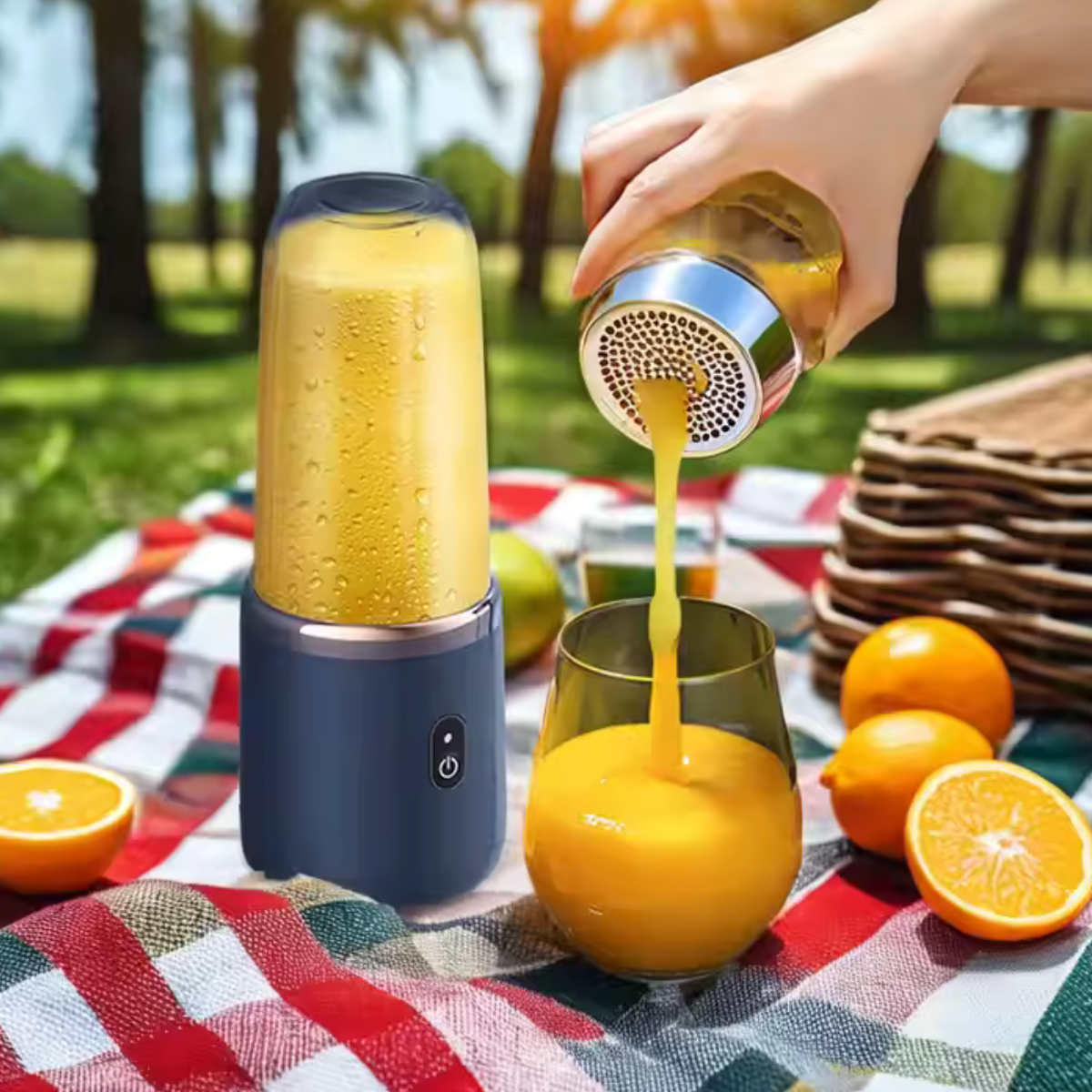 Mini Blender Portabil cu Acumulator, 6 Lame 3D, 400 ml – Capac inclus și Încărcare USB