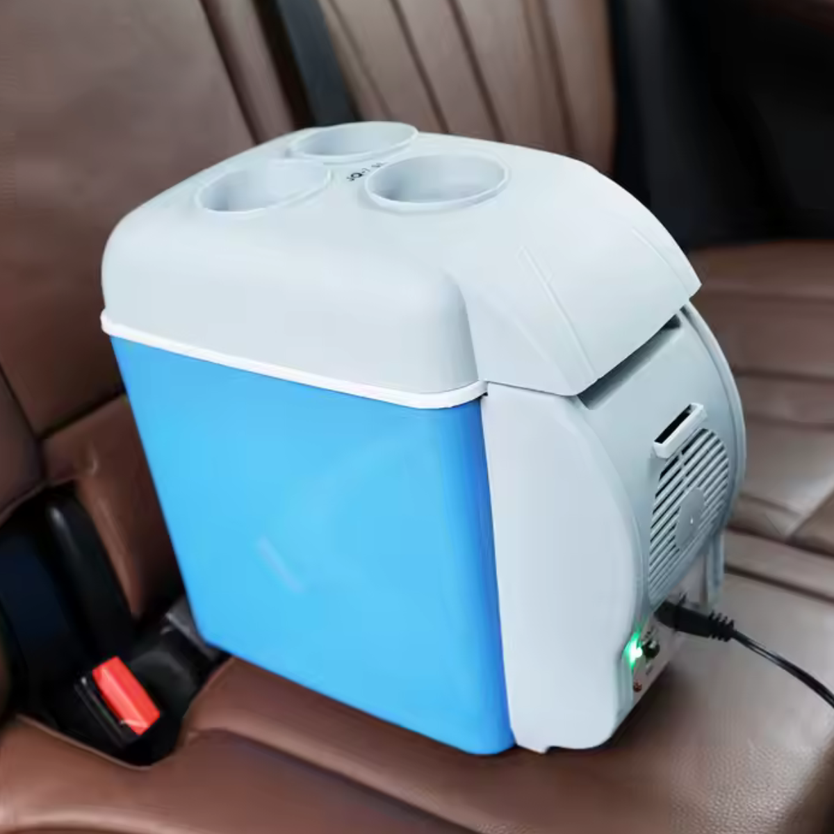 Frigider auto portabil, 12V, 7.5 l, Functie de racire si incalzire, Albastru/Alb