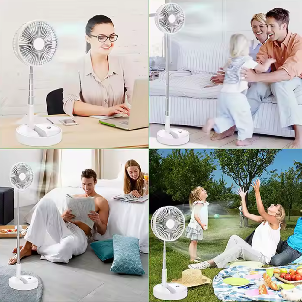 Ventilator Pliabil și Extensibil, Incarcare USB, Silențios, Reglabil pe Înălțime – Ideal pentru Birou, Dormitor sau Camping