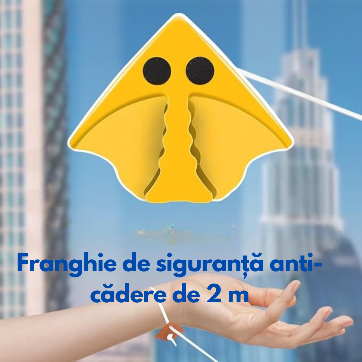 Ștergător Magnetic Geam cu Racletă – Curăță Simultan Ambele Părți ale Geamului, Magnet Puternic
