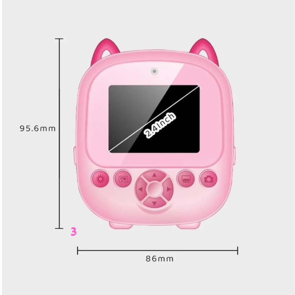 Camera Foto Digitala pentru Copii si Imprimanta termica, Ecran 2.4 Inch, Dual Lens 1080P, Filtre Creative, Foto si Video HD, Roz