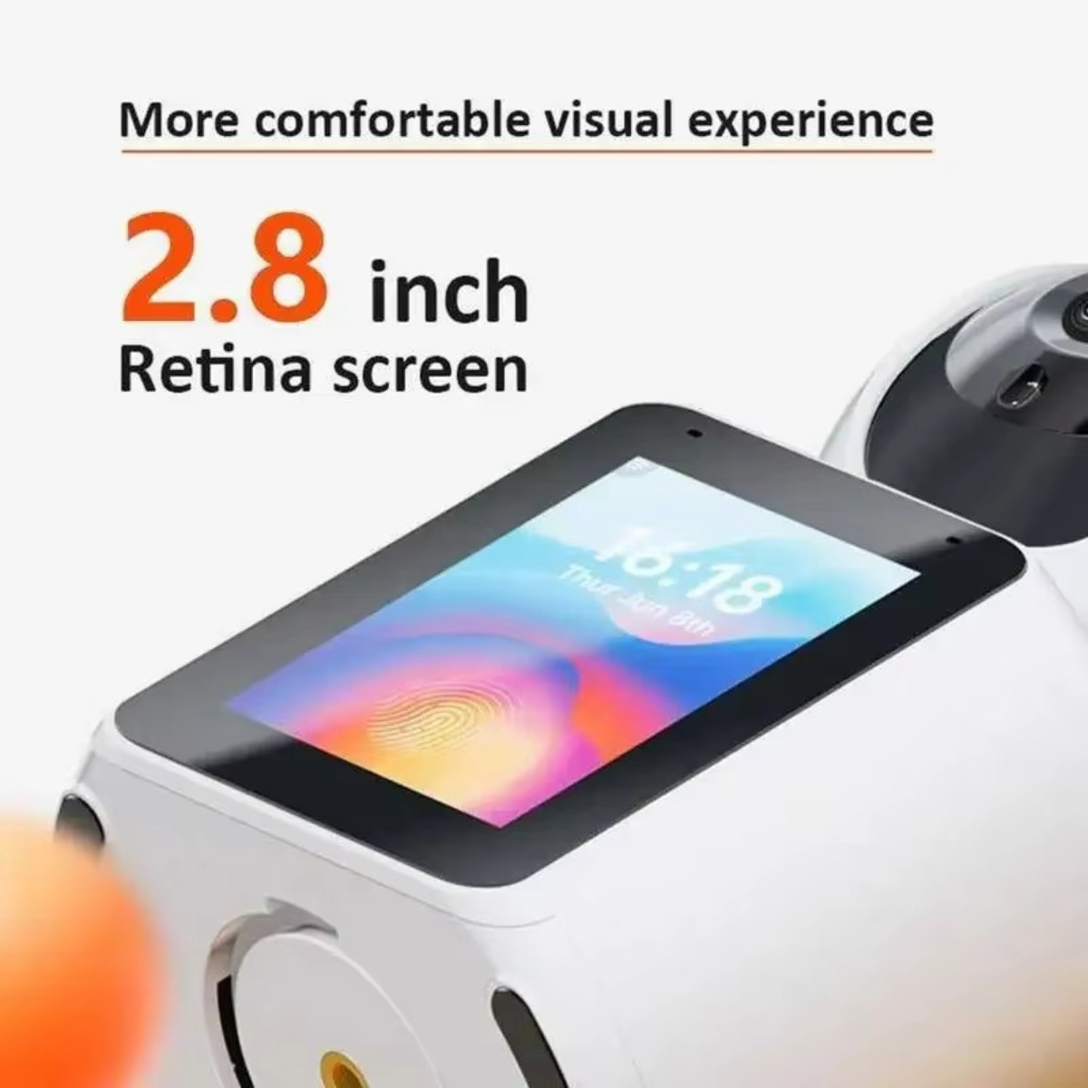 Cameră supraveghere Wi-Fi Smart cu Apel Video, Ecran 2.8", Audio Bidirecțional, Detecție Mișcare și Viziune Nocturnă – Monitorizare 360° pentru Copii și Seniori