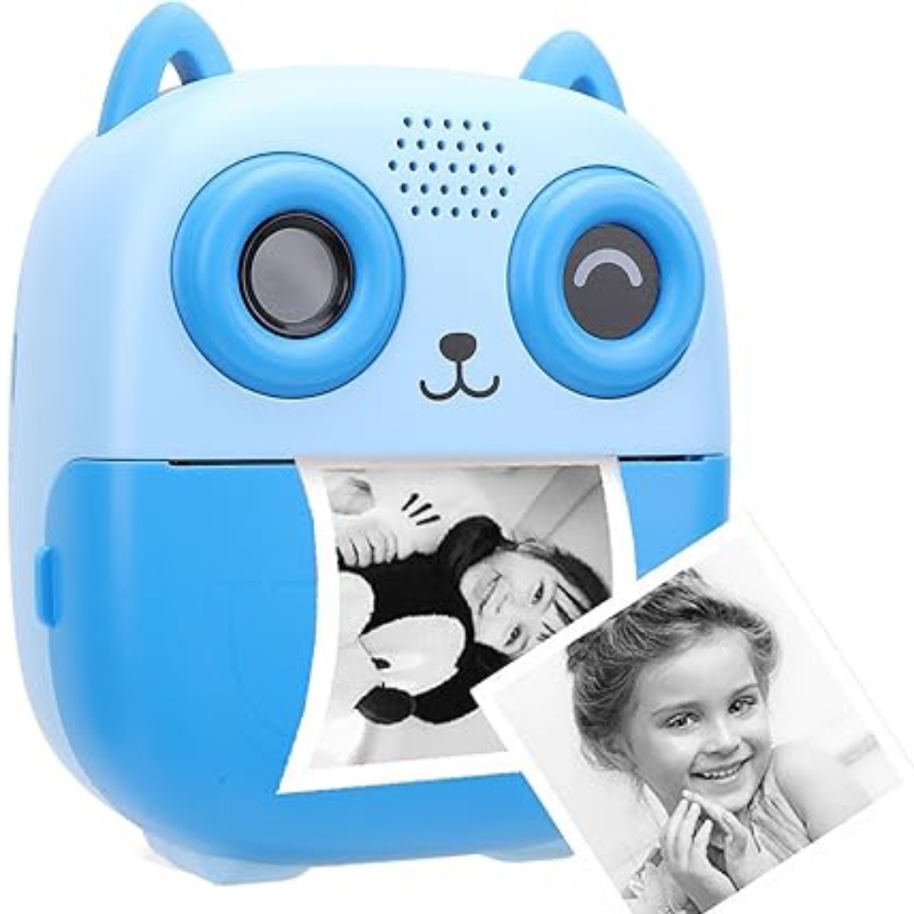 Camera Foto Digitala pentru Copii si Imprimanta termica, Ecran 2.4 Inch, Dual Lens 1080P, Filtre Creative, Foto si Video HD, Albastru