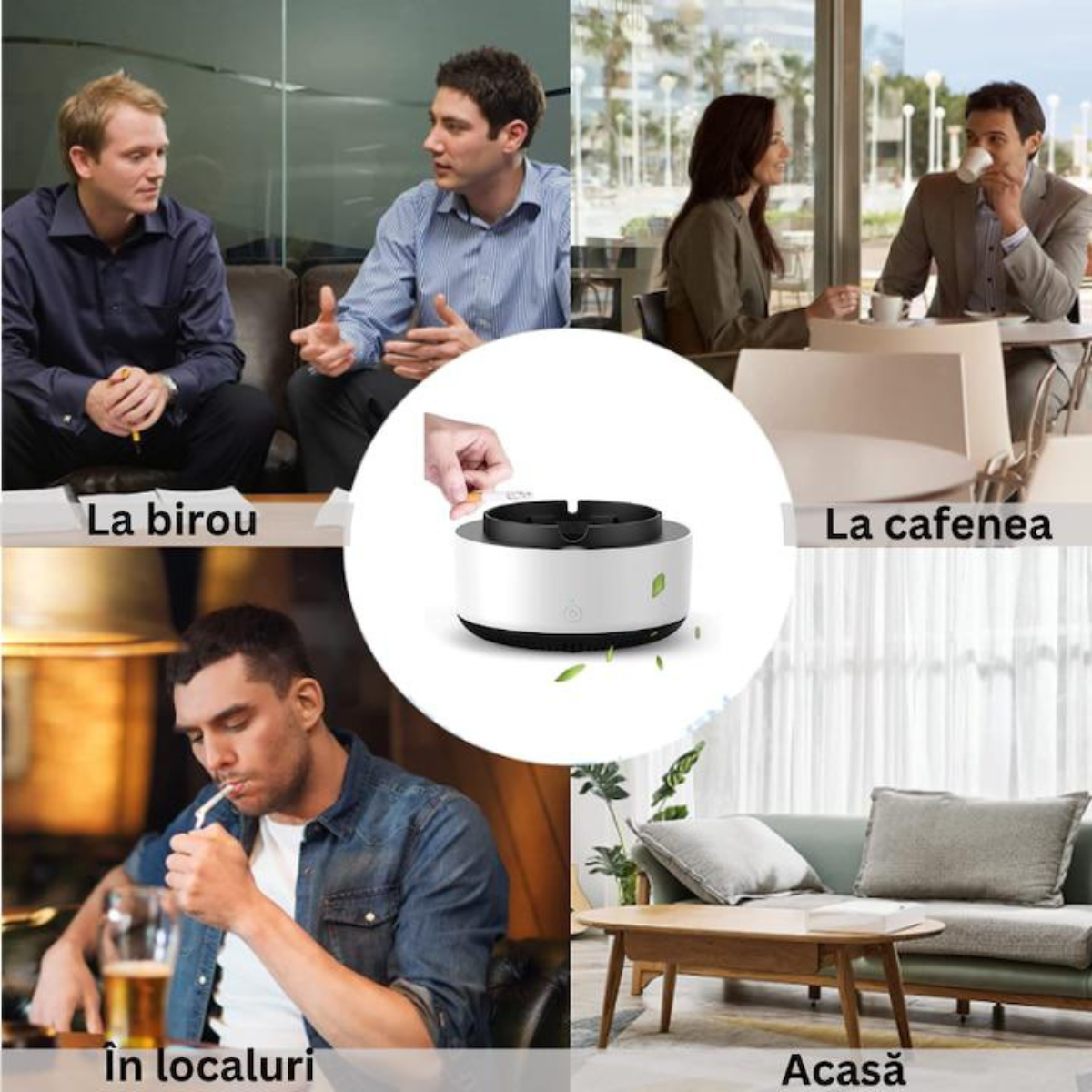 Scrumieră electrică cu purificator de aer – Anti-fum și miros