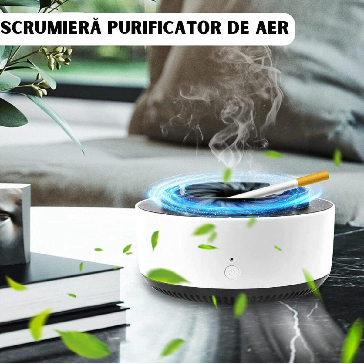 Scrumieră electrică cu purificator de aer – Anti-fum și miros