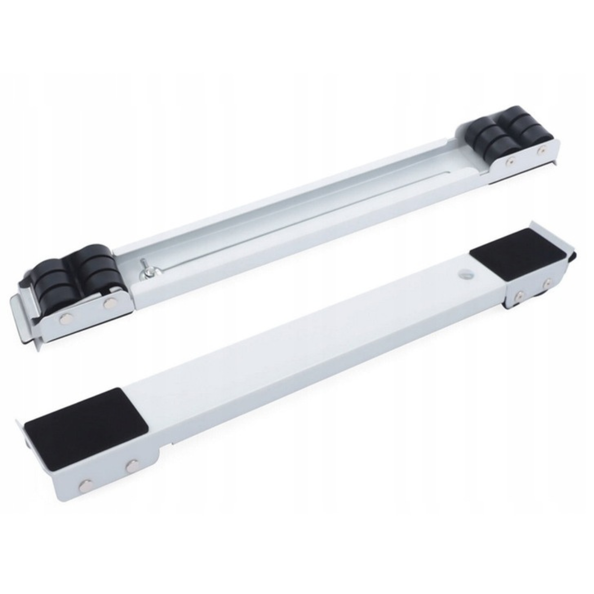 Set 2 suporți reglabili cu roți, 46–71 cm – Pentru mutat mobilă și electrocasnice, max. 200 kg, alb