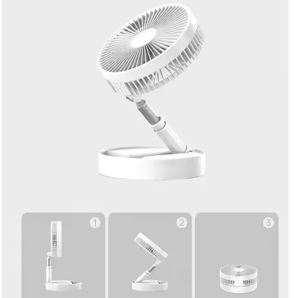 Ventilator Pliabil și Extensibil, Incarcare USB, Silențios, Reglabil pe Înălțime – Ideal pentru Birou, Dormitor sau Camping