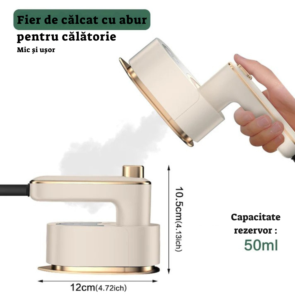 Mini Fier de Călcat cu Abur pentru Călătorii – 40 W , Compact, Ușor și Eficient