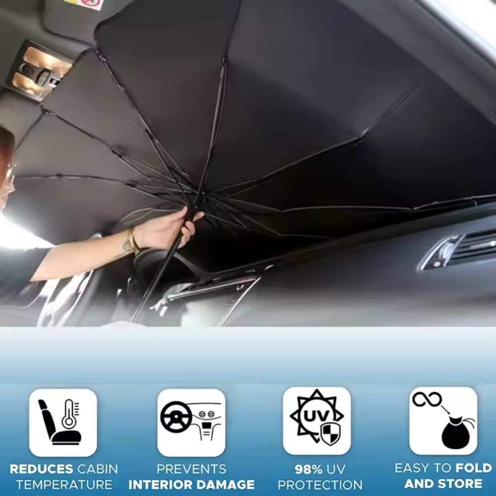 Parasolar auto tip umbrelă, pliere rapidă , protecție termica si UV, universal