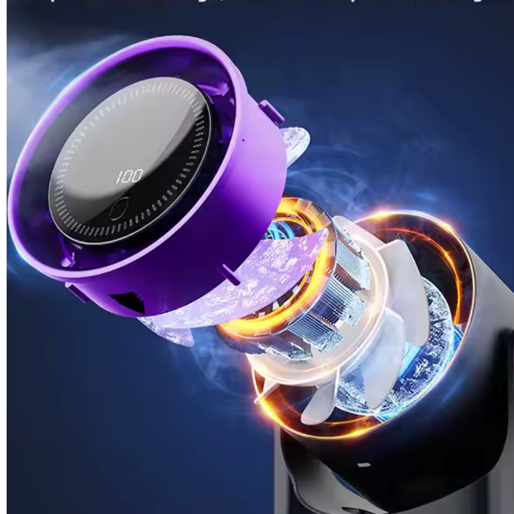 Ventilator Portabil Inteligent cu Ecran Digital, 100 Viteze, Timer 3/6/9h, Baterie Reîncărcabilă , Bej