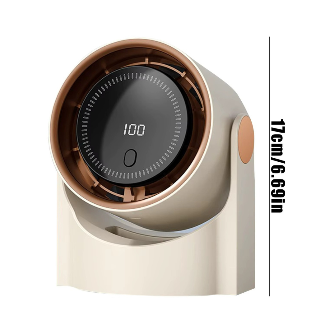 Ventilator Portabil Inteligent cu Ecran Digital, 100 Viteze, Timer 3/6/9h, Baterie Reîncărcabilă , Bej