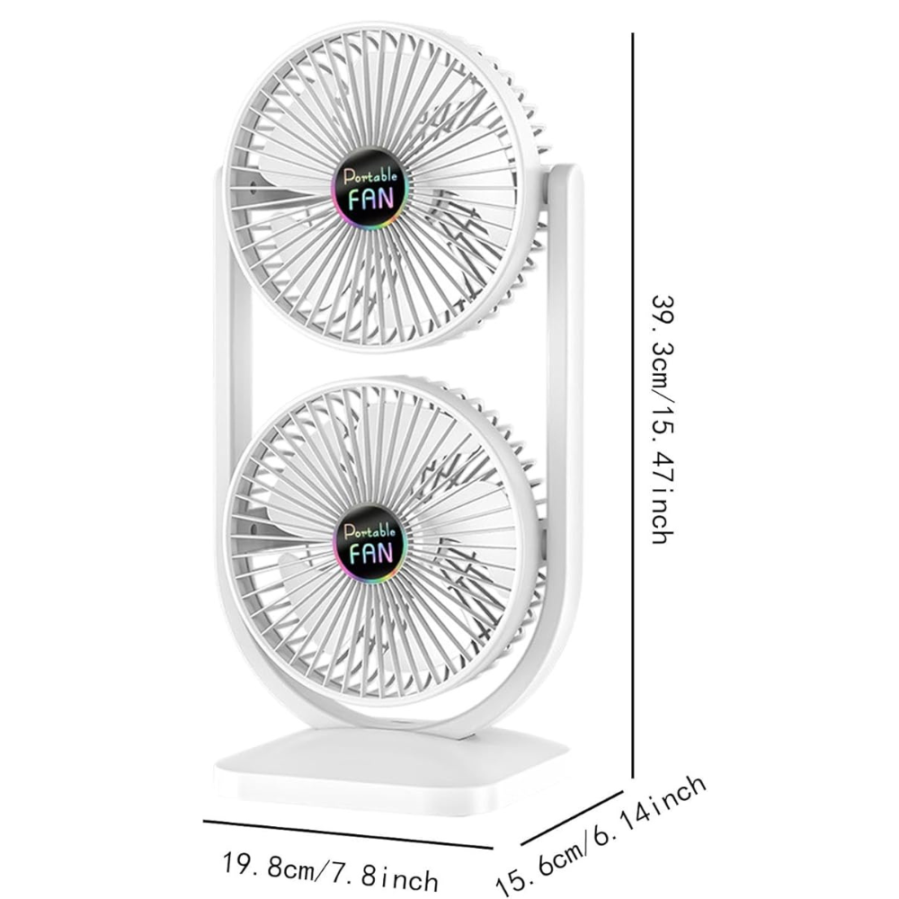 Ventilator Dublu cu Control Independent, 3 Viteze, Alimentare USB – Răcire Bidirecțională Silențioasă
