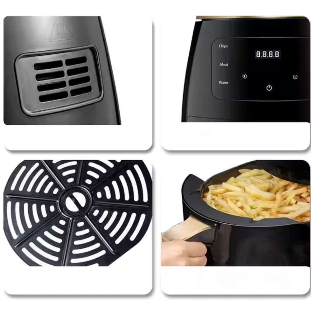 Friteuză cu Aer Cald Air Fryer 6L, 2400W, Ecran Tactil, Gătire Rapidă și Fără Ulei