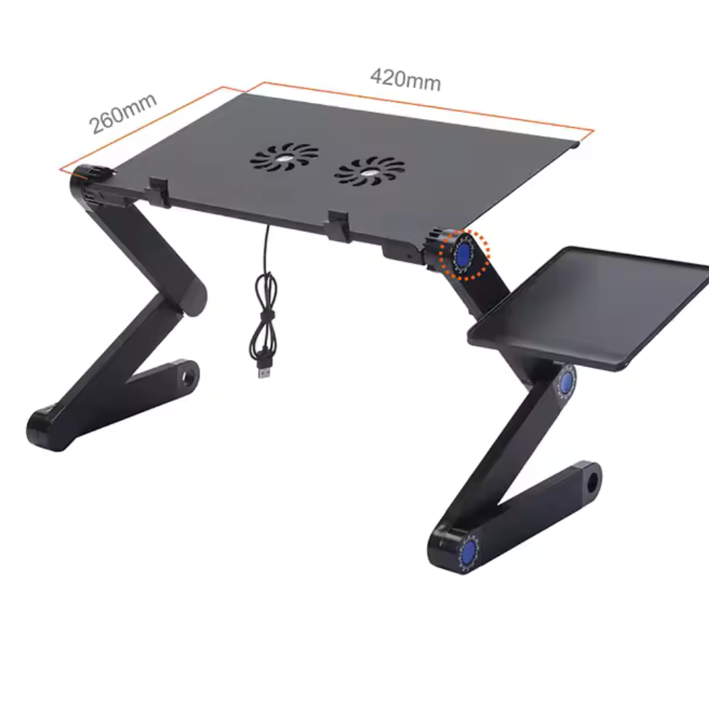 Masa Laptop T8 cu doua ventilatoare ,reglabila pe inaltime si diferite unghiuri + cooler incorporat si suport Mouse