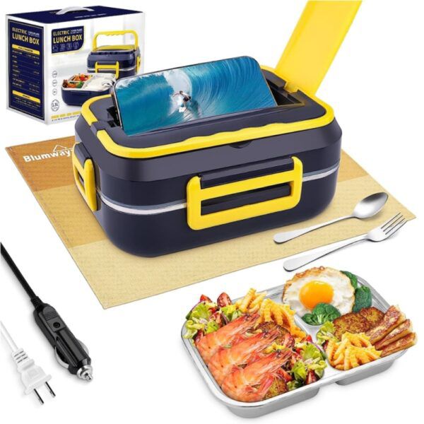Caserolă Electrică Încălzire Mâncare, 1.5, Portabilă, Inox, Anti-Scurgeri – Ideală pentru Auto, Birou, Calatorie