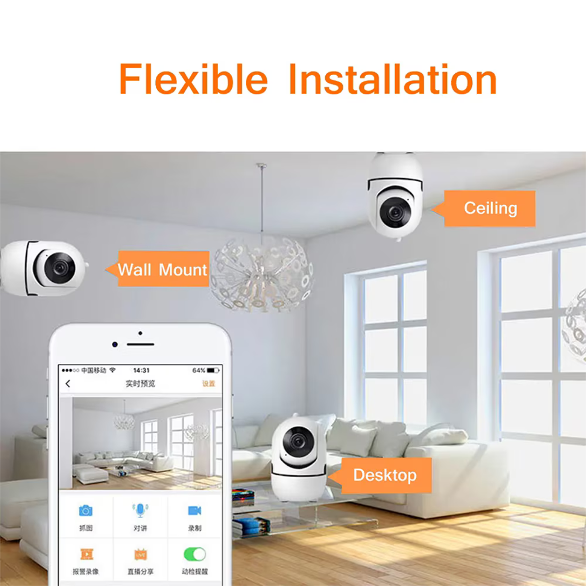 Cameră Supraveghere Baby Monitor WiFi Ultra HD, Audio 2-Way, Night Vision, PTZ, Aplicație compatibila cu IOS & Android