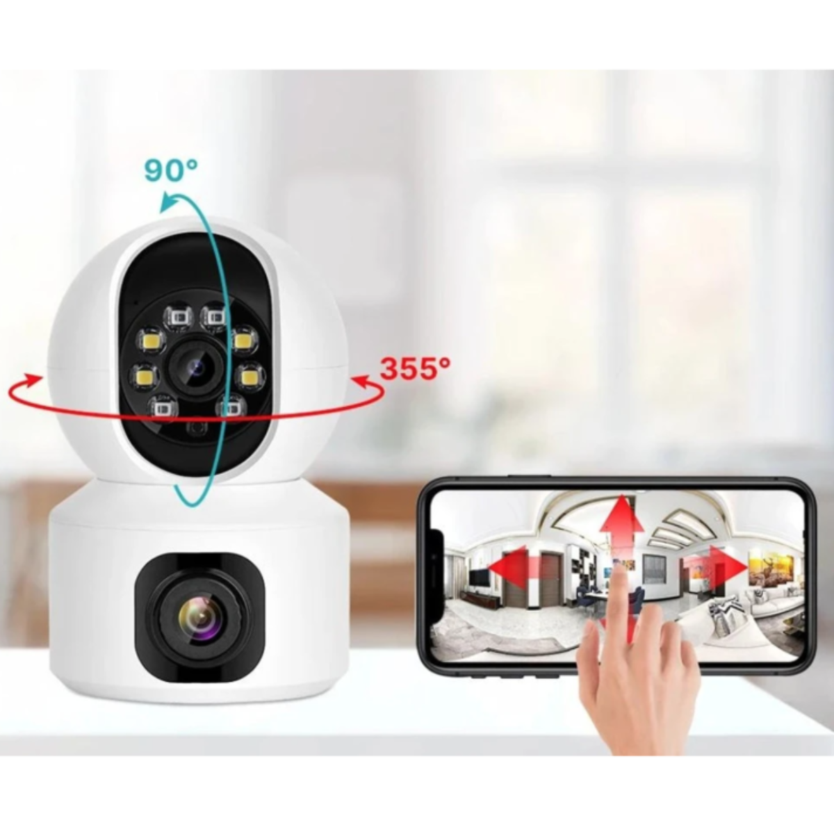 Cameră Supraveghere WiFi V380 cu Auto Tracking, Viziune Nocturnă Color, Audio Bidirecțional, 360° Panoramă – Aplicație Mobilă