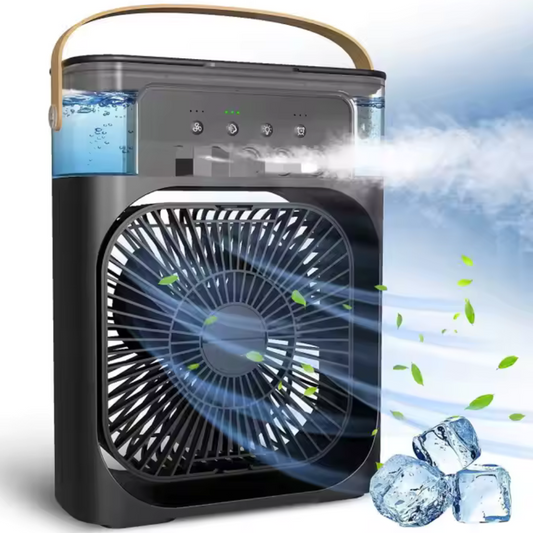 Ventilator cu pulverizare – Umidificator 600 ml, Răcire Rapidă și Aromaterapie, Negru
