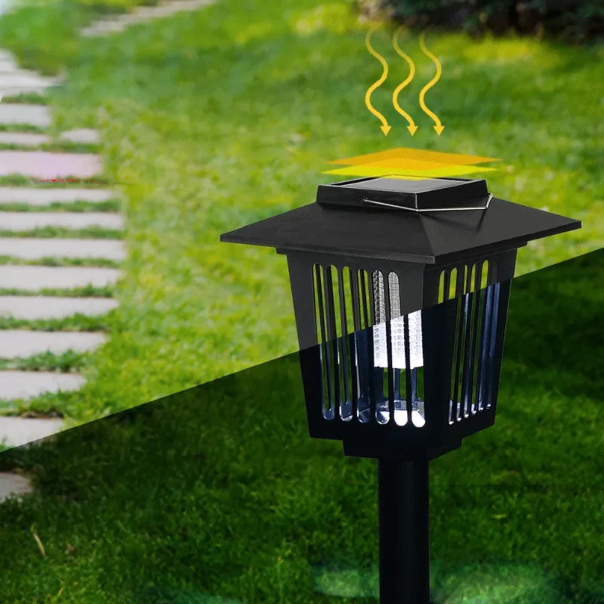 Lampa solară 2 în 1 cu LED UV – Anti-insecte și Iluminare decorativă pentru grădină si terasă