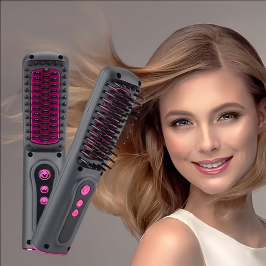 Perie Electrică pentru Îndreptat Părul – Reîncărcabilă USB, cu Ioni Negativi | Anti-Frizz, Efect de Netezire Instant