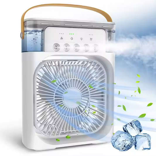 Ventilator cu pulverizare – Umidificator 600 ml, Răcire Rapidă și Aromaterapie, Alb