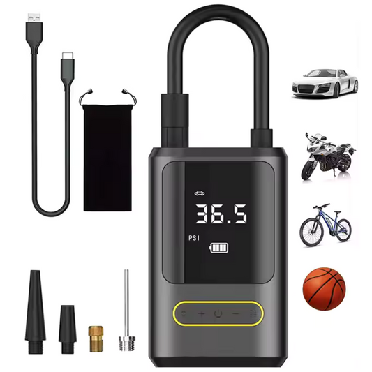 Compresor Auto Digital Wireless  – 150 PSI, 18L/min, Powerbank 4000mAh, LED + SOS | Mașină, Bicicletă, Motocicletă, Mingi