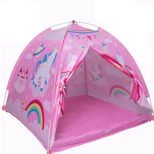 Cort Unicorn Copii – Spațiu Magic de Joacă cu Design Roz și Personaje Fantastice, 120/120/107 cm