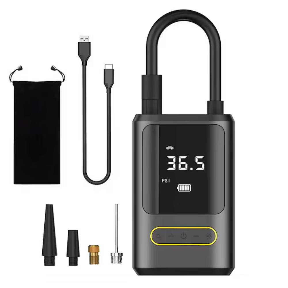 Compresor Auto Digital Wireless  – 150 PSI, 18L/min, Powerbank 4000mAh, LED + SOS | Mașină, Bicicletă, Motocicletă, Mingi