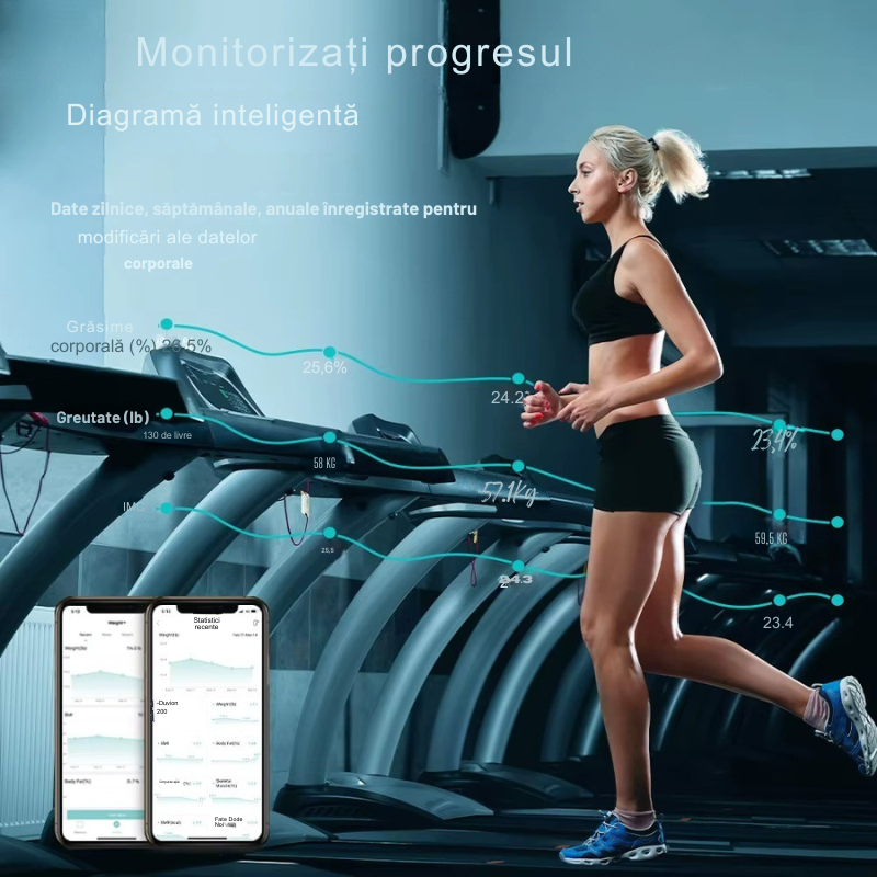 Cantar Corporal Smart Welland – 17 Indici analiza corporala, Bluetooth, LCD Color, Compatibil Fitdays / Fitbit / Apple Health – Negru, 180 kg