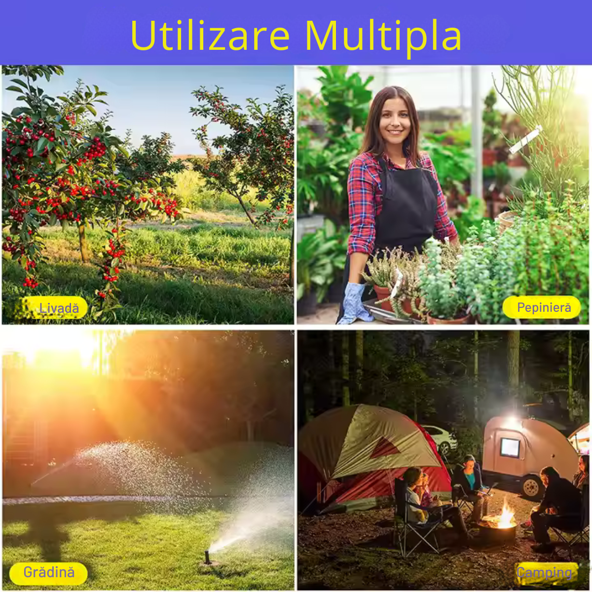 Lampa solară 2 în 1 cu LED UV – Anti-insecte și Iluminare decorativă pentru grădină si terasă