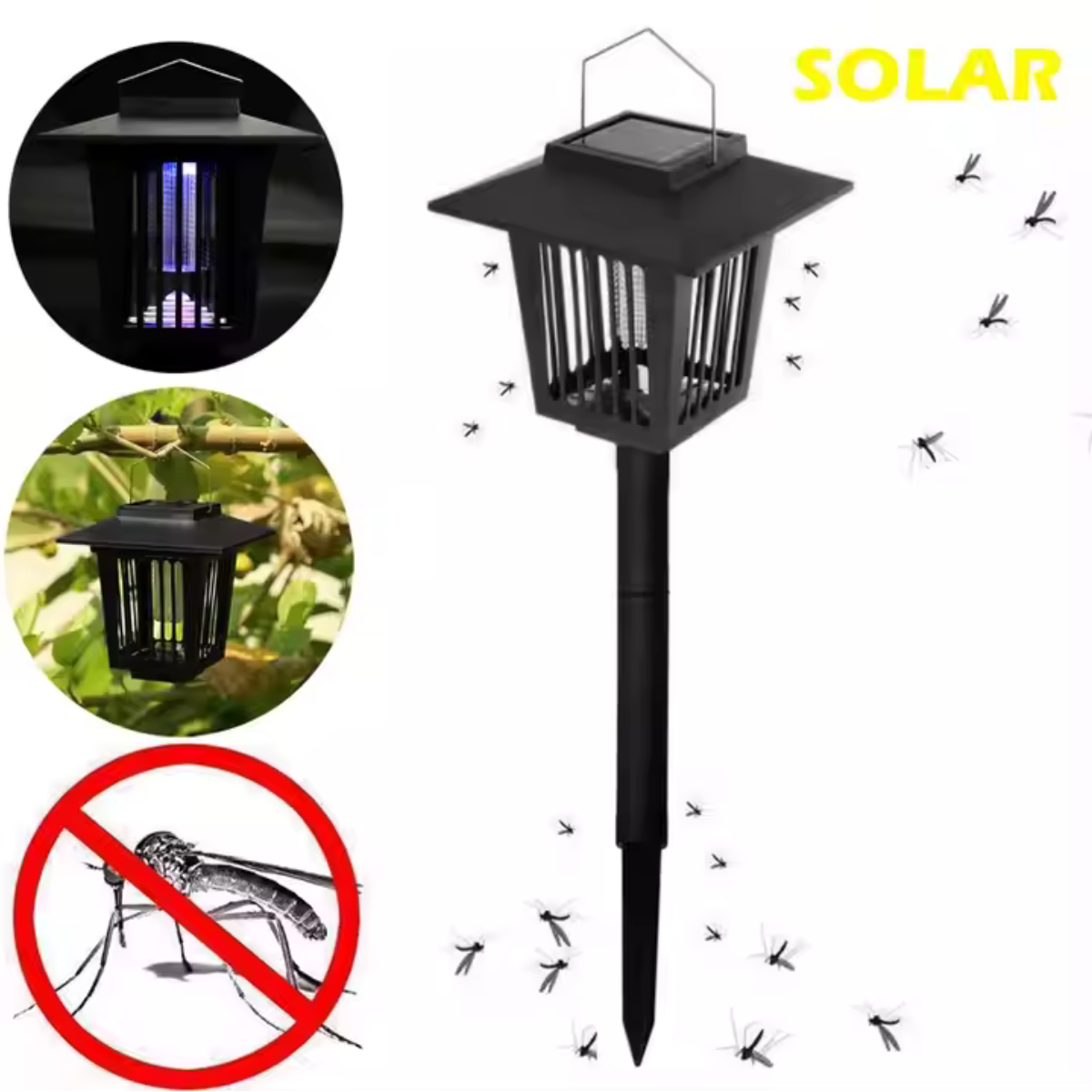 Lampa solară 2 în 1 cu LED UV – Anti-insecte și Iluminare decorativă pentru grădină si terasă