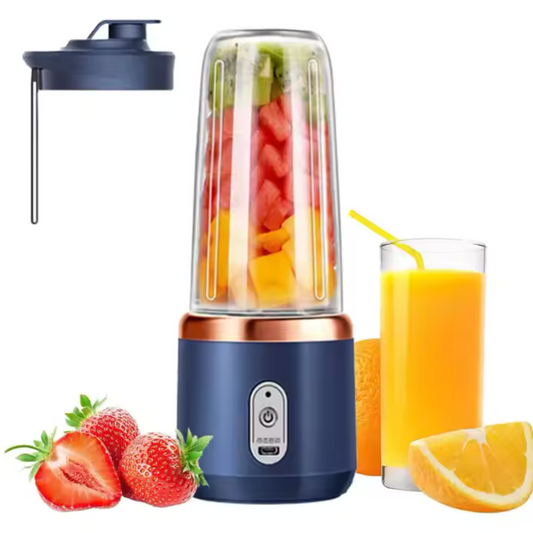 Mini Blender Portabil cu Acumulator, 6 Lame 3D, 400 ml – Capac inclus și Încărcare USB