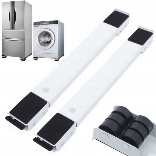 Set 2 suporți reglabili cu roți, 46–71 cm – Pentru mutat mobilă și electrocasnice, max. 200 kg, alb